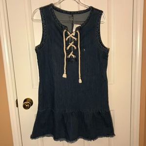 AERIE Denim Tie-up Tank Dress Size M